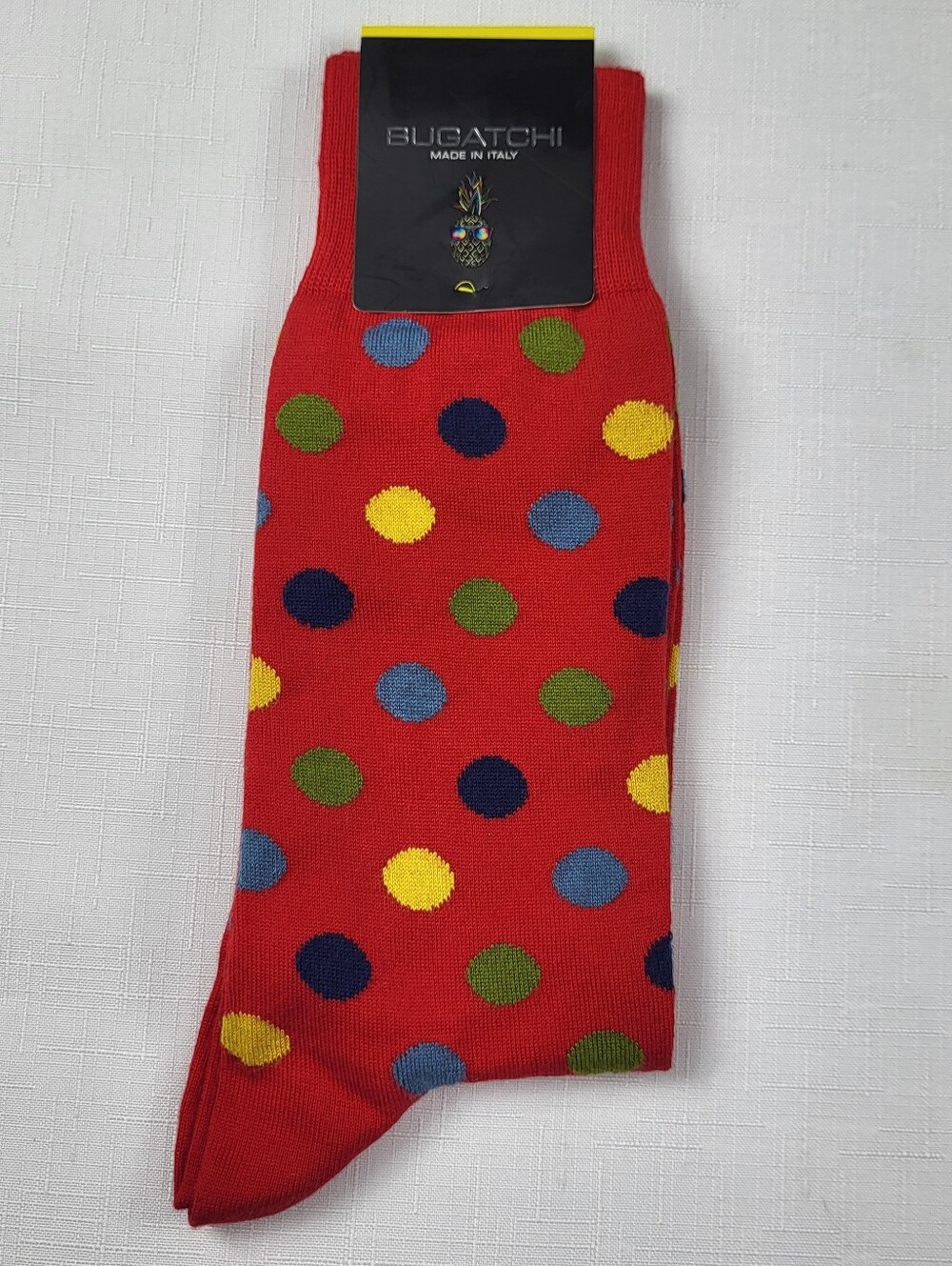 Bugatchi Dress SOCKS Red with Polka Dots Mens Made in Italy NEW